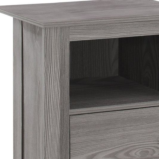 Gray Wood End Table With Shelf