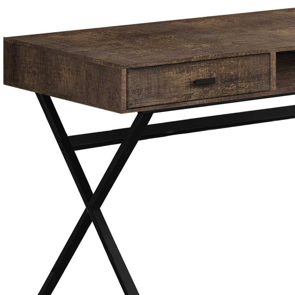 47" Taupe and Black With Two Drawers