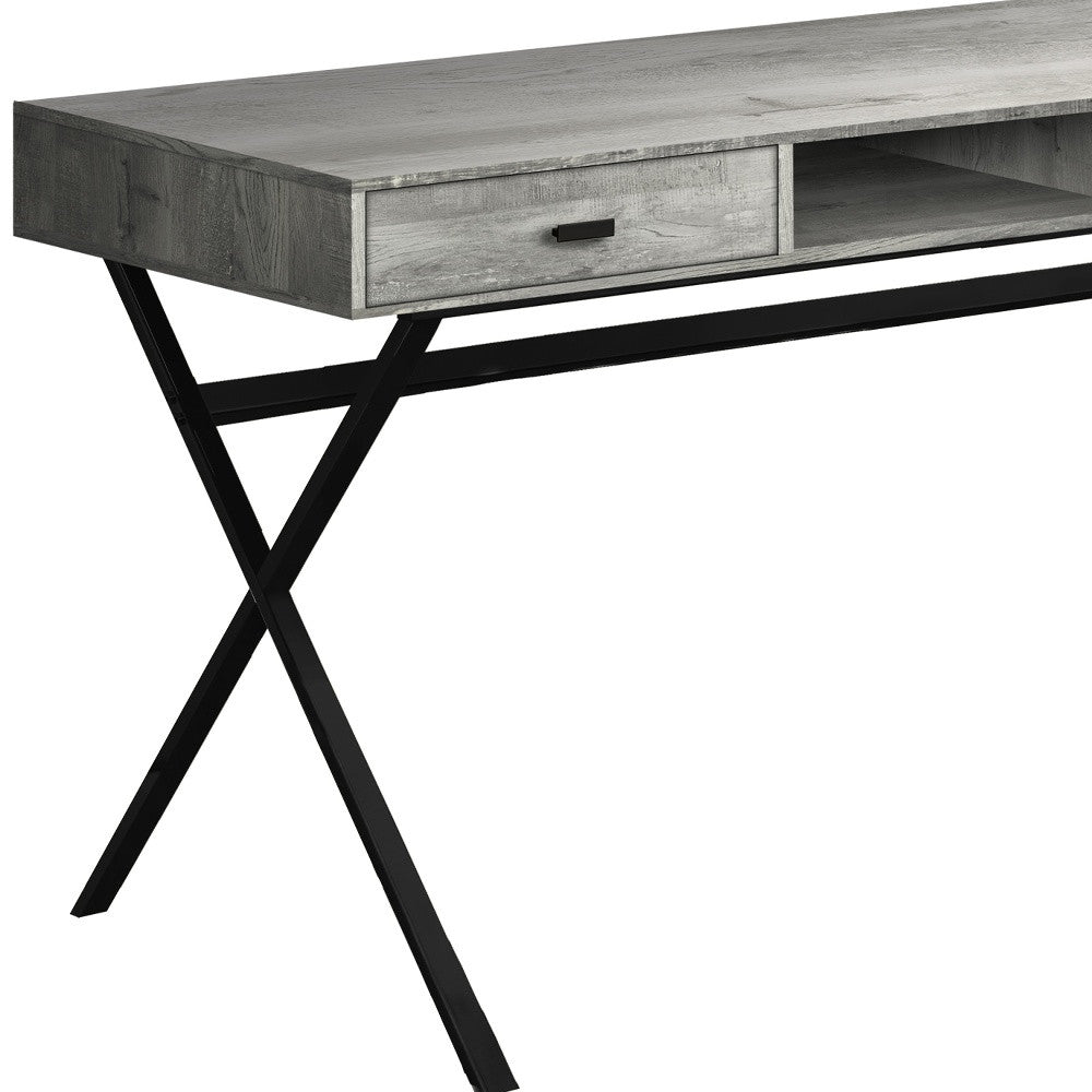 47" Taupe and Black With Two Drawers