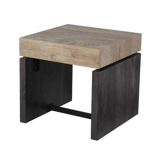 Natural Wood Manufactured Wood And Iron Square End Table