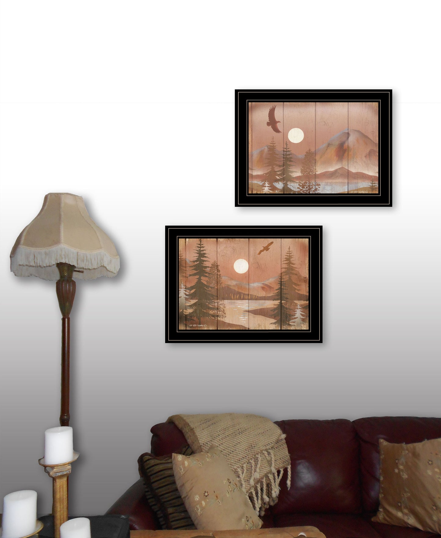 Set Of Two Full Moon I and II 2 Black Framed Print Wall Art