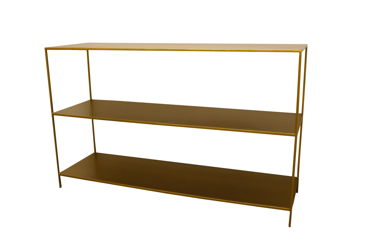 60" Brass Iron Floor Shelf Console Table With Storage