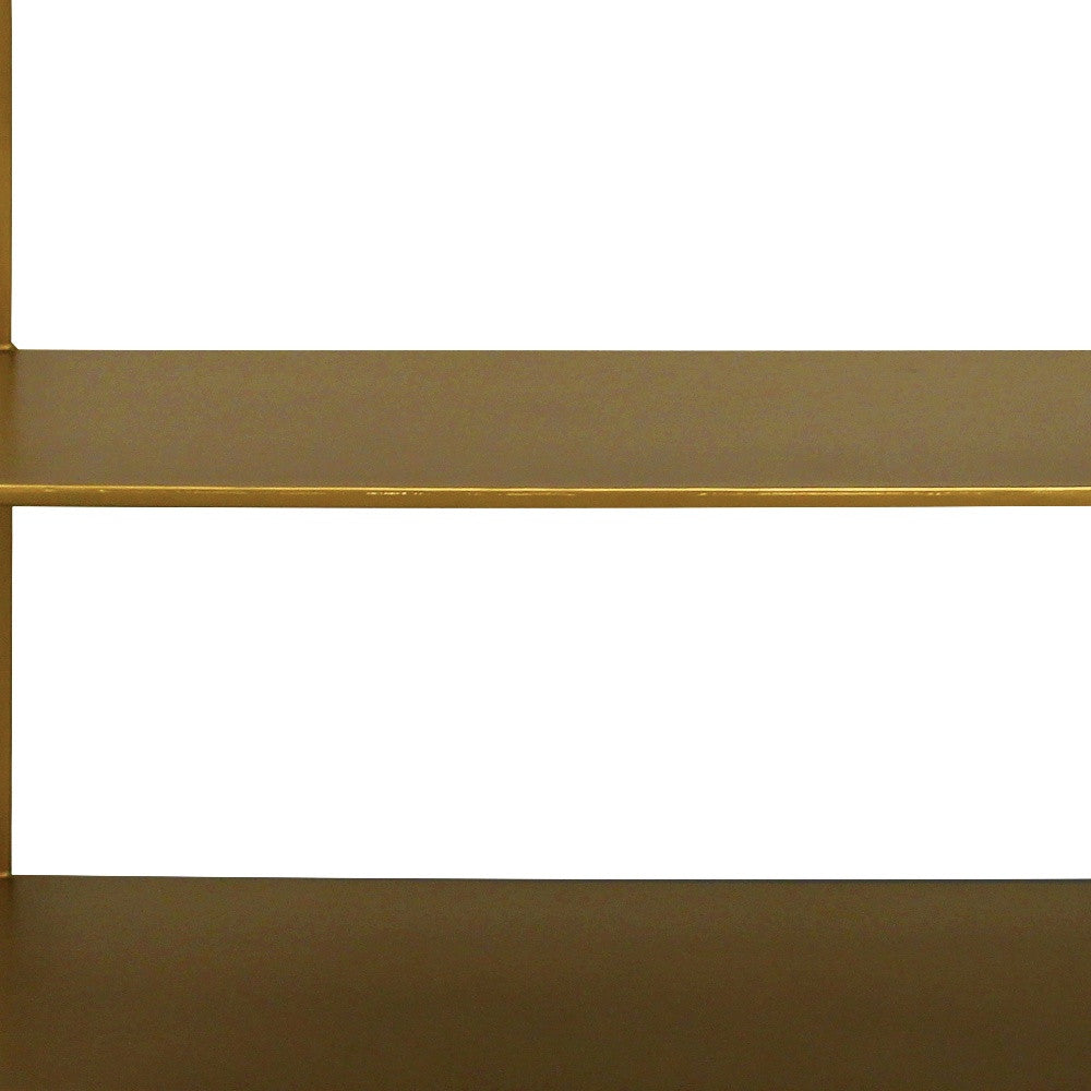 60" Brass Iron Floor Shelf Console Table With Storage
