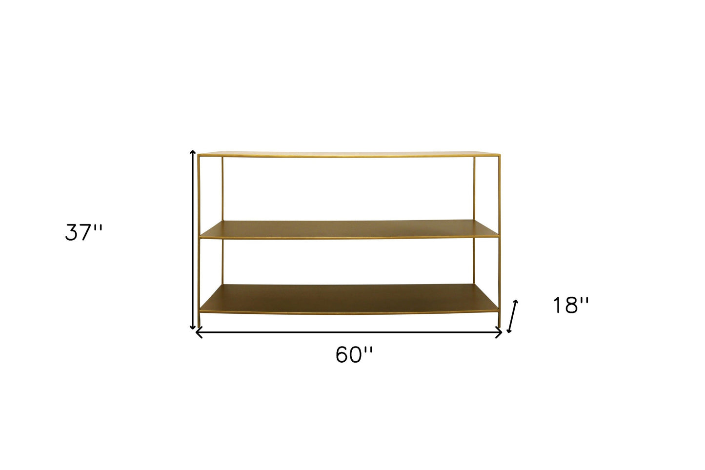 60" Brass Iron Floor Shelf Console Table With Storage