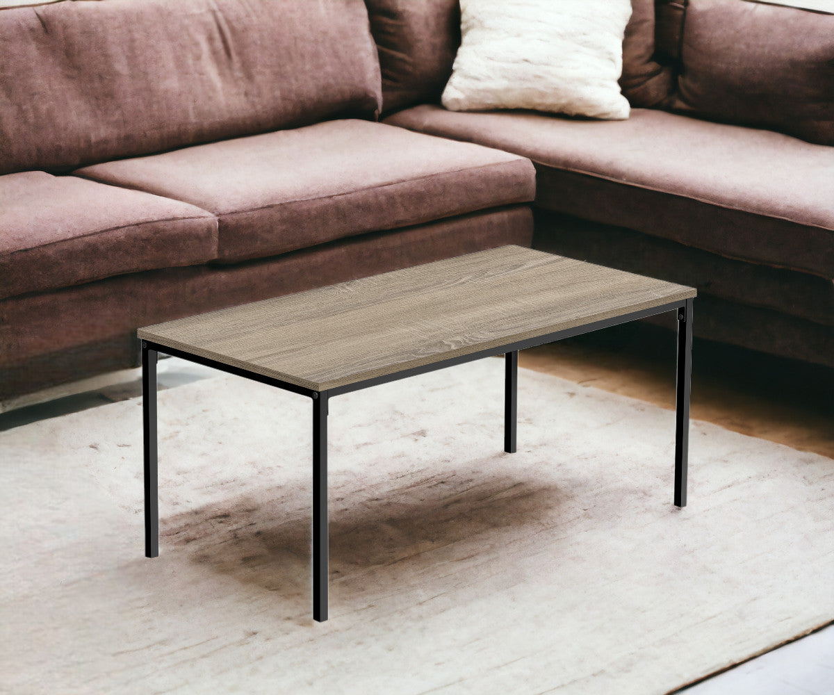 40" Dark Taupe And Black Rectangular Coffee Table