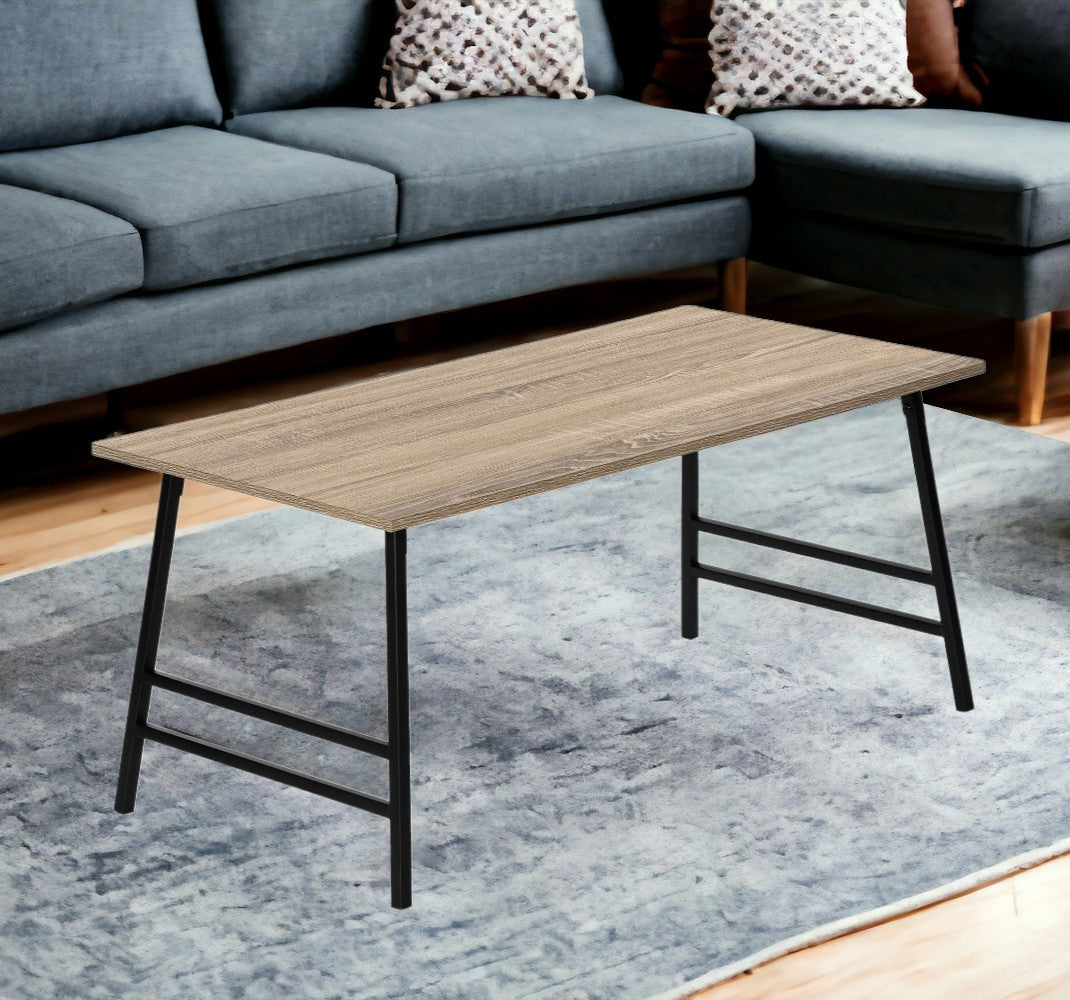 40" Dark Taupe And Black Rectangular Coffee Table