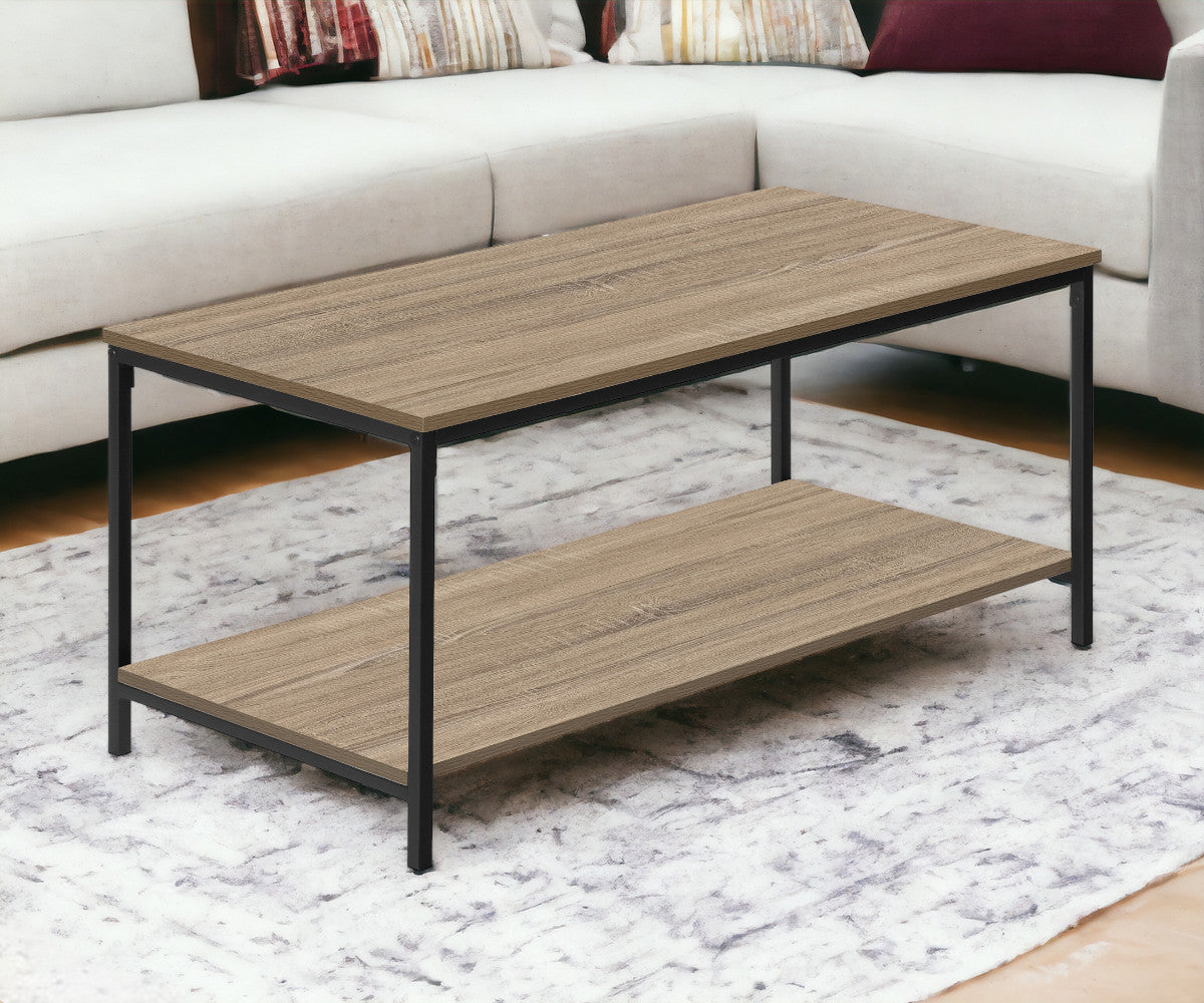 40" Dark Taupe And Black Rectangular Coffee Table