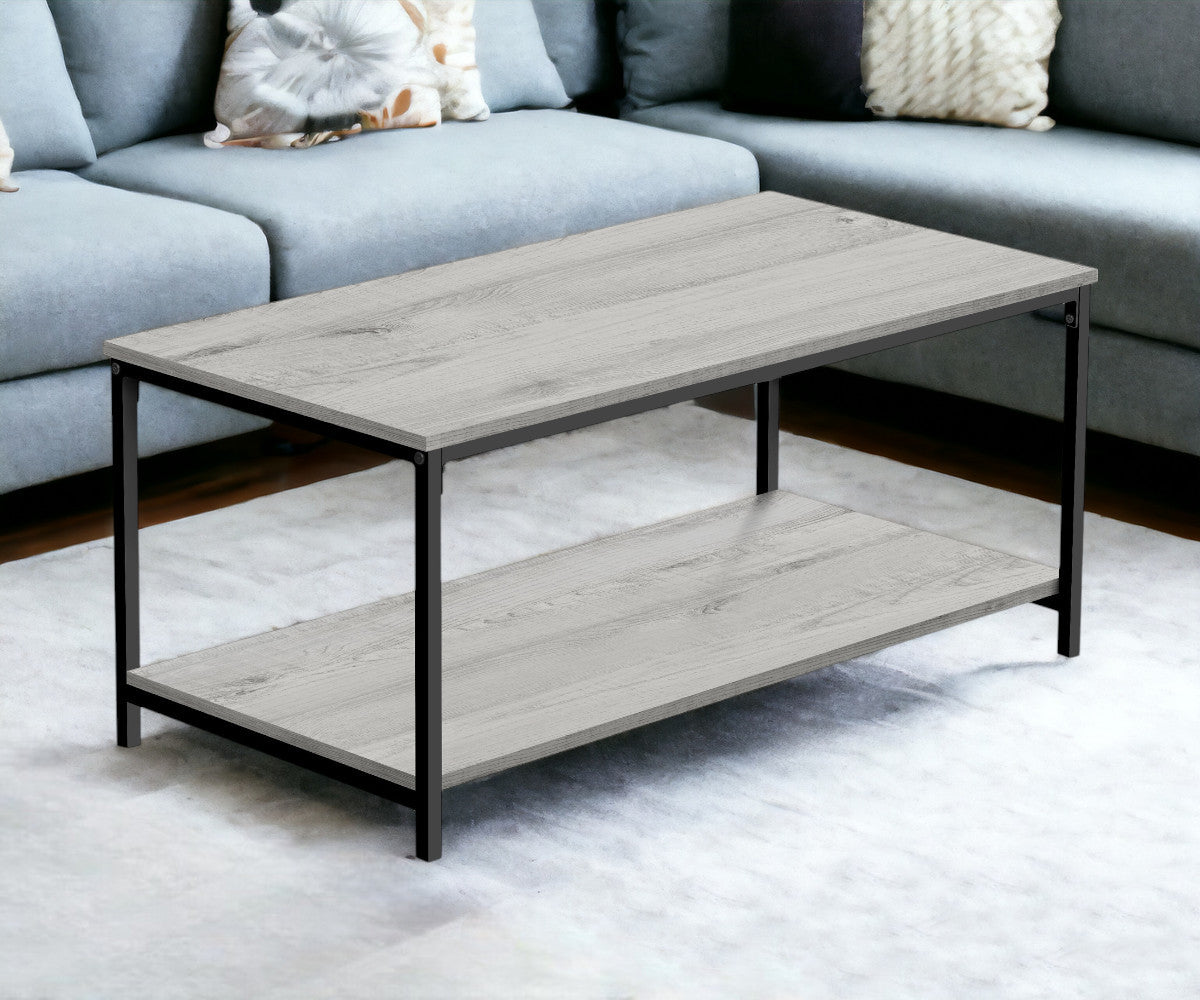 40" Grey And Black Rectangular Coffee Table