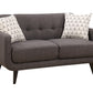 61" Charcoal And Black Loveseat and Toss Pillows