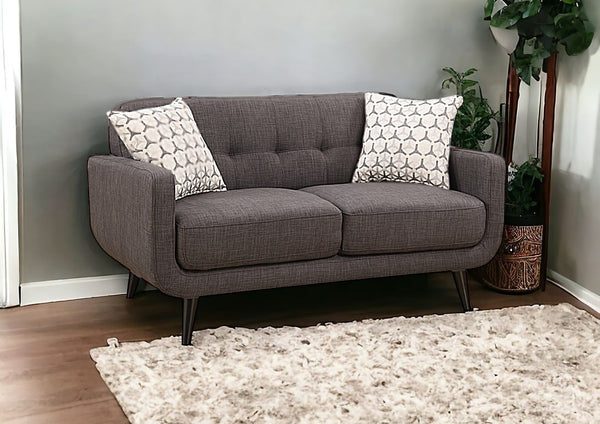 61 Charcoal And Black Loveseat and Toss Pillows