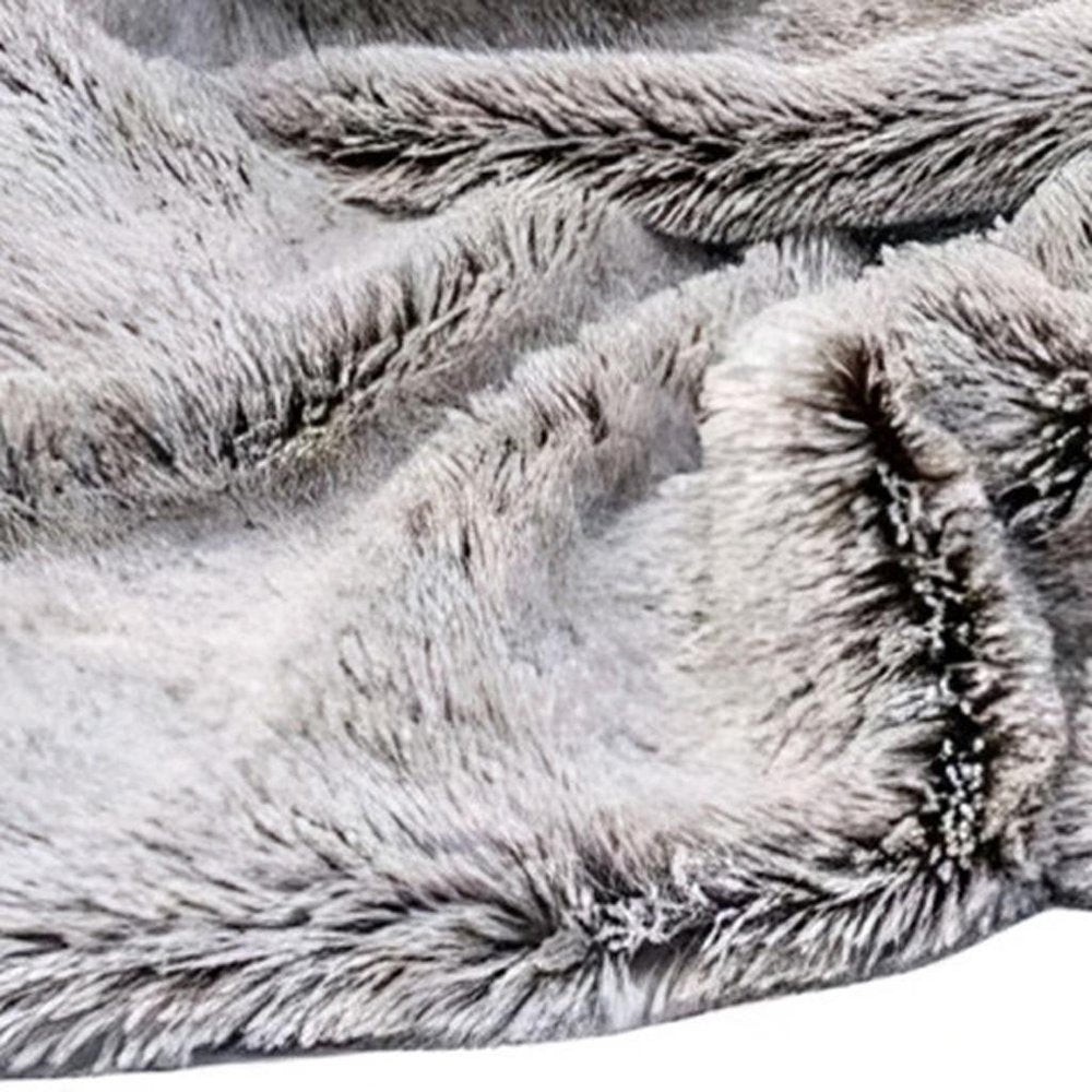59" X 79" Gray Faux Fur Plush Throw Blanket