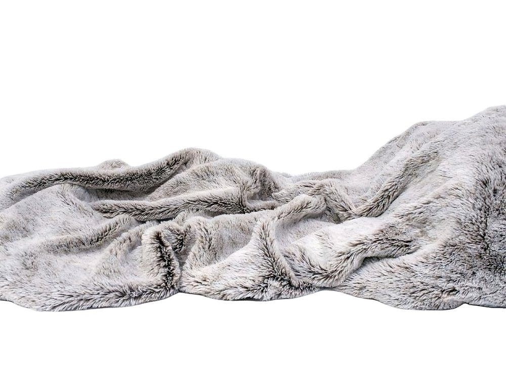59" X 79" Gray Faux Fur Plush Throw Blanket