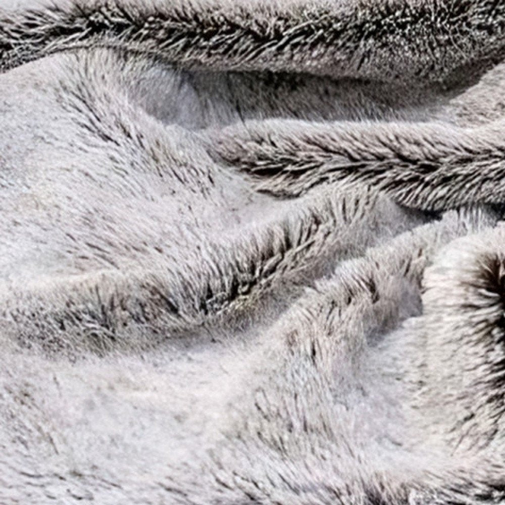 59" X 79" Gray Faux Fur Plush Throw Blanket
