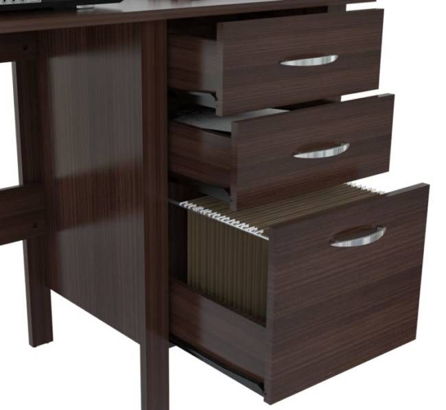 47" Espresso Computer Desk With Three Drawers