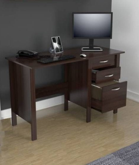 47" Espresso Computer Desk With Three Drawers