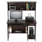 61.8" Espresso Melamine and Engineered Wood Computer Desk with Hutch