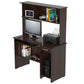61.8" Espresso Melamine and Engineered Wood Computer Desk with Hutch