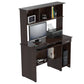 61.8" Espresso Melamine and Engineered Wood Computer Desk with Hutch