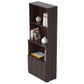 63" Espresso Solid Wood Three Tier Bookcase