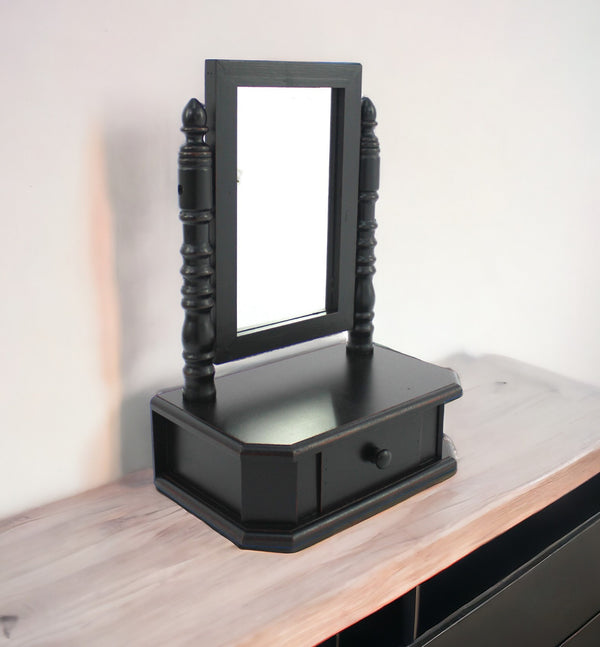 20 Black Wood Framed Makeup Shaving Tabletop Mirror