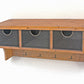 Brown Rustic Wooden Wall Shelf With 3 Drawers And Hooks