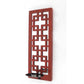 17" X 6" X 5" Red, Vintage Wood, Lattice Mirror - Candle Holder Sconce