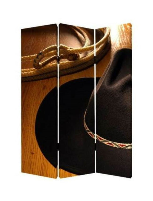 48 X 72 Multi Color Wood Canvas Round Up  Screen