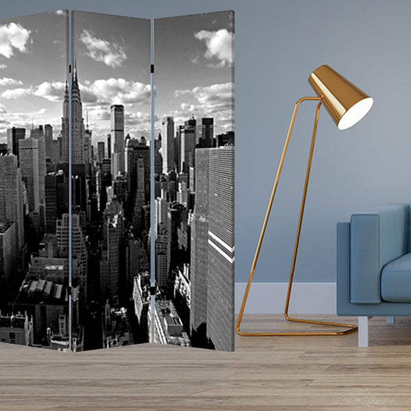 48 X 72 Multi Color Wood Canvas New York Skyline  Screen