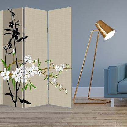 48" X 72" Multi Color Wood Canvas Plum Blossom  Screen