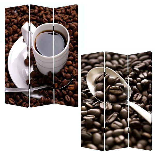 48 X 72 Multi Color Wood Canvas Coffee Time  Screen