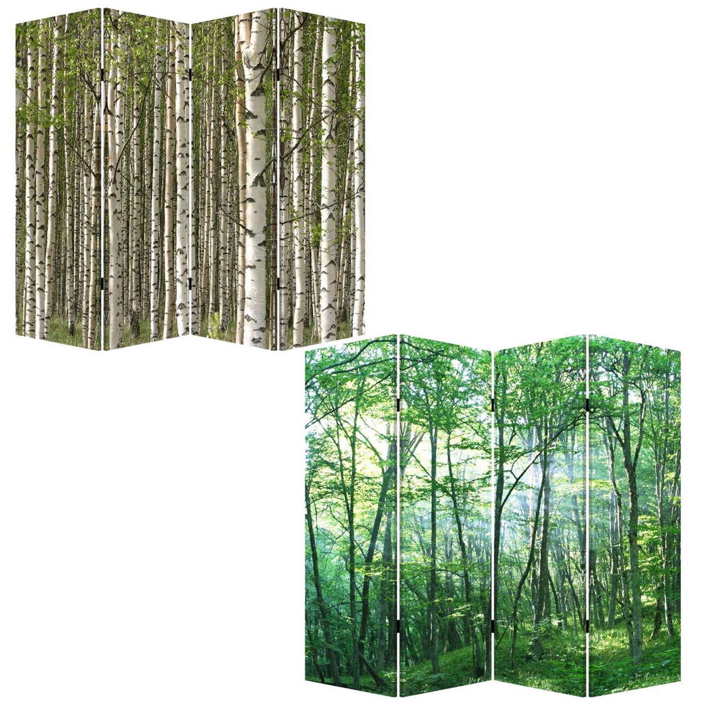 84" X 84" Multi Color Wood Canvas Prolific Forrest  Screen