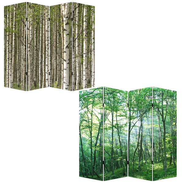 84 X 84 Multi Color Wood Canvas Prolific Forrest  Screen