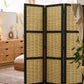 Dark Brown And Natural Willow 3 Panel Room Divider Screen