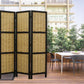 Dark Brown And Natural Willow 3 Panel Room Divider Screen