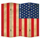 84" X 84" Blue And Red Wood Canvas American Flag Screen