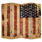 84" X 84" Blue And Red Wood Canvas American Flag Screen