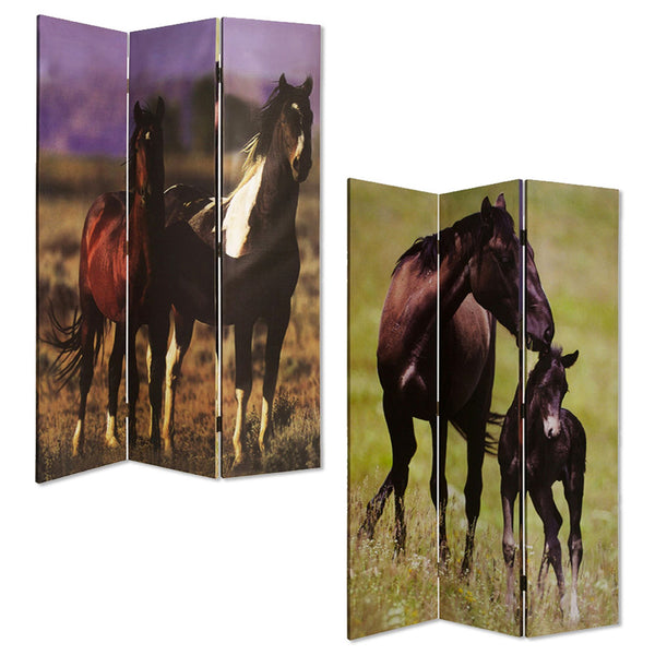 48 X 72 Multi Color Canvas  Screen With Nurturing Mare