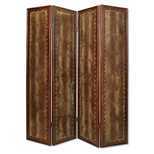 76" X 84" Brown Faux Leather Reptillian  Screen