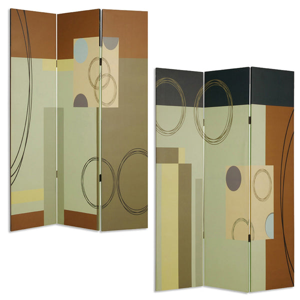 48 X 72 Multi Color Wood Canvas 3 Panel Screen