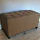 15" Tan Upholstered Faux Leather Bench