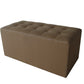 15" Tan Upholstered Faux Leather Bench