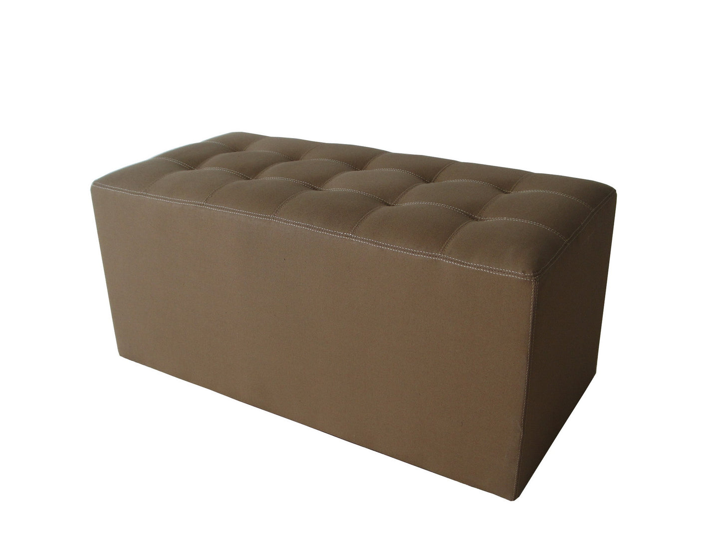 15" Tan Upholstered Faux Leather Bench