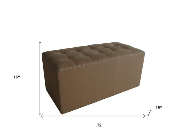 15 Tan Upholstered Faux Leather Bench