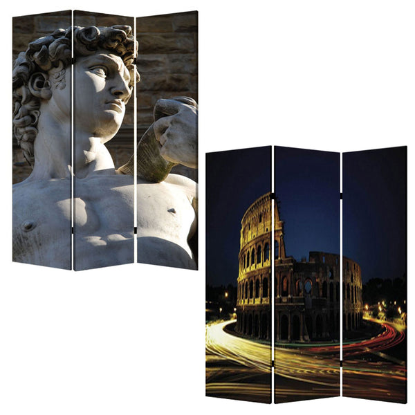 48 X 72 Multi Color Wood Canvas Rome  Screen