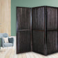 Dark Wood And Water Hyacinth 3 Panel Room Divider Screen