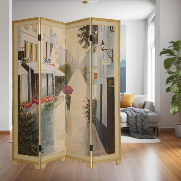 72 Beige Folding Three Panel Screen Room Divider