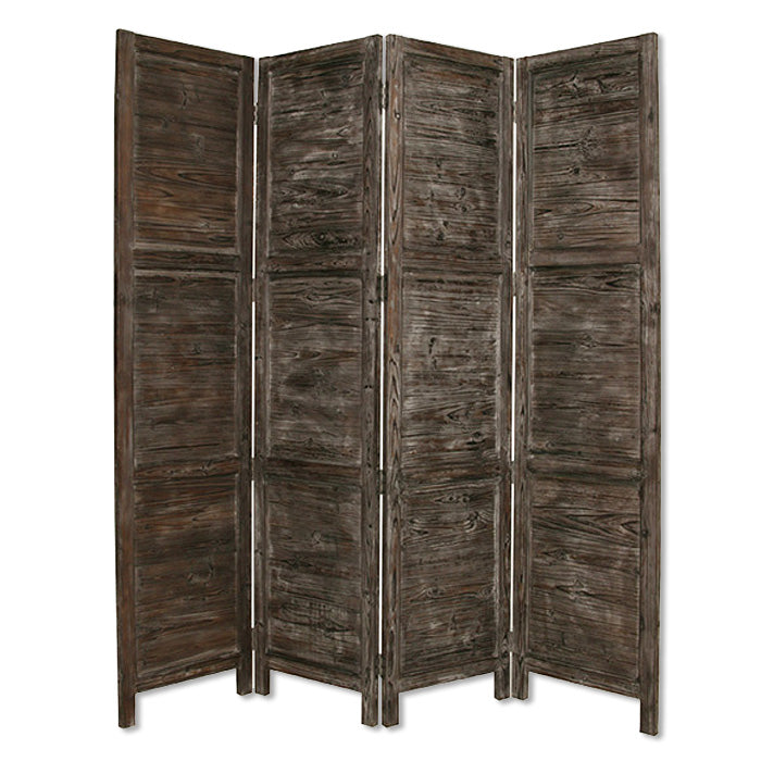 84" Gray Folding Four Panel Screen Room Divider