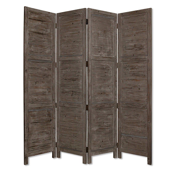 84" Gray Folding Four Panel Screen Room Divider