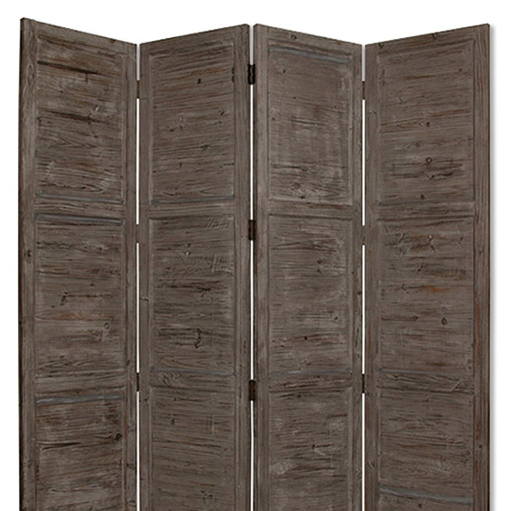 84" Gray Folding Four Panel Screen Room Divider