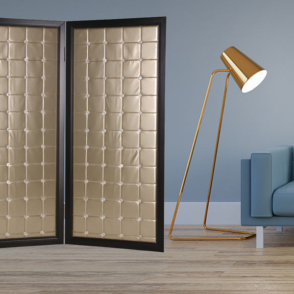 59 X 67 Gold Wood & Fabric  Screen